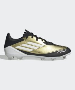 adidas Unisex' F50 League Messi Firm/Multi-Ground Soccer Cleats Boots - Gold - حذاء اديداس اف 50 ليجا ميسي فيرم ملتي جراوند للجنسين لون ذهبي وابيض