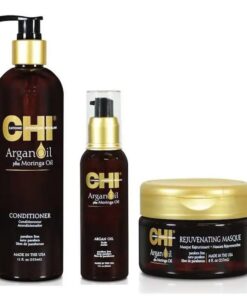 CHI Argan Oil Plus Moringa Oil Deep Moisture Kit ( Argan Oil Shampoo 355ml & Argan Oil 89ml & Argan Oil Rejuvenating Masque )