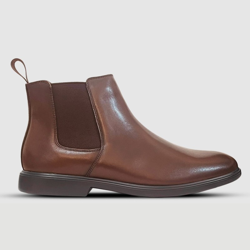 Hush Puppies Men's Chelsea Casual Leather Shoes - كندرة هاش بابيز تشلسي رسمية جلد ساق طويل للرجال لون بني
