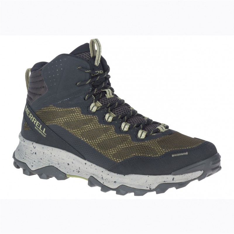 Merrell Men's Speed Strike Mid Hiker Waterproof Shoes - حذاء ميريل سبيد سترايك ميد ووتر بروف للرجال لون زيتي
