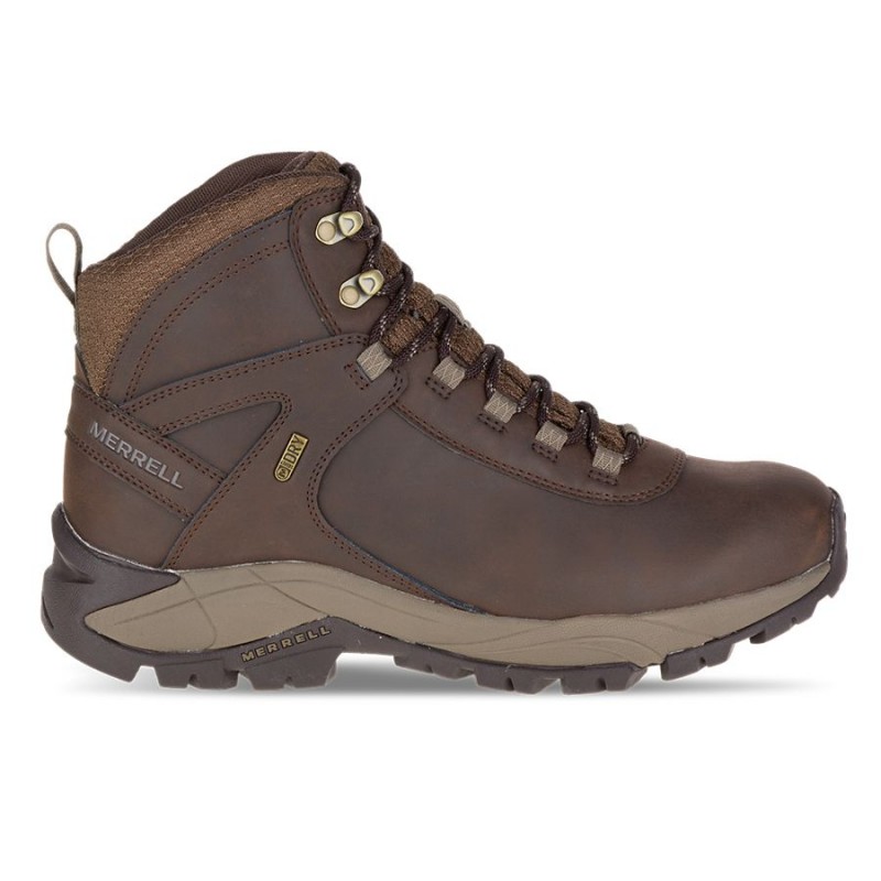 Merrell Men's Vego Mid Leather Waterproof Shoes - حذاء ميريل جلد فيجو ميد ووتر بروف للرجال لون بني