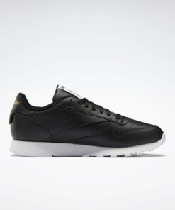 Reebok Mens' Classic Leather Shoes- حذاء ريبوك كلاسيك ليذر للرجال لون أسود ونعل أبيض