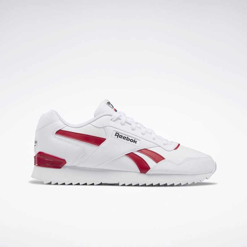Reebok Mens' Glide Ripple Clip Shoes- حذاء ريبوك جلايد ريبل كليب للرجال لون أبيض وأحمر