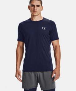Under Armour Men's HeatGear Fitted Short Sleeve T-Shirt - تيشيرت أندر آرمر هيت-جير ارمر فيتد بأكمام قصيرة للرجال لون كحلي