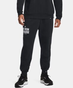 Under Armour Men's Project Rock Rival Fleece Joggers- بنطلون اندر ارمور بروجكت روك لون أسود