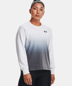Under Armour Women's Rival Terry Gradient Crew T-Shirts- تيشيرت أندر آرمر رايفال تيري جرادينت للنساء لون أبيض وأسود