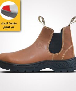بسطار عمل جلد متين وقوي بمقدمة عظم مقاومة للصدمات