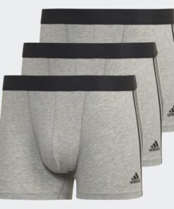 بوكسر اديداس اكتيف فليكس (3 قطع) للرجال لون سكني- adidas Mens' Active Flex Cotton 3-Stripes Trunk Briefs Boxer - Grey
