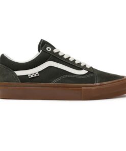 حذاء فانز اولد سكيت سكول للرجال لون أخضر غامق ونعل بني- Vans Mens' Skate Old Skool Shoes