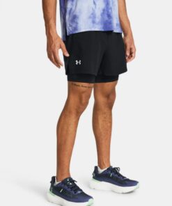 شورت اندر ارمور لانش 2 في 1 للرجال لون اسود-Under Armour Men's UA Launch 2-in-1 Shorts