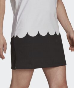 فستان نمط تيشيرت بشعار الماركة من اديداس للنساء لون أبيض وأسود Adidas Women's Sportswear Marimekko Dress