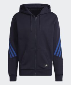 هودي اديداس فيوتشر ايكون ثلاث خطوط للرجال لون أزرق-adidas Mens' Future Icons 3-Stripes Full-Zip Hoodie - Blue