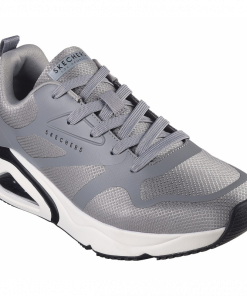 Skechers Men's Tres-Air Uno - Revolution-Airy Shoes -حذاء سكيتشرز تريس اير أونو للرجال لون رمادي ونعل أبيض