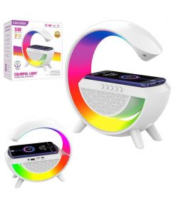 colorful light wireless speaker 4 in 1kakusiga سماعة سبيكر مضيئة مع قاعدة شحن لاسلكي سريعة للجوال ماركة