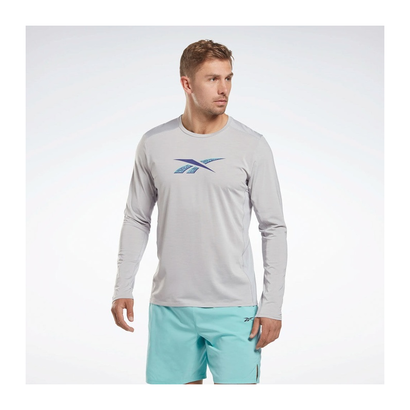 Reebok Men Activchill Long-Sleeve Top Athlete Sweatshirt- Grey