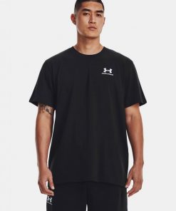 Under Armour Men's Logo Embroidered Heavyweight Short Sleeve T-Shirt - تيشيرت أندر آرمر لوجو امبرويدرد هيفي ويت للرجال لون أسود