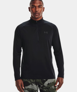 Under Armour Men's Tech™ ½ Zip Long Sleeve تيشيرت اندر ارمور بأكمام طويلة للرجال لون أسود