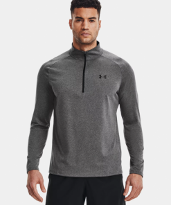 Under Armour Men's Tech™ ½ Zip Long Sleeve تيشيرت اندر ارمور بأكمام طويلة للرجال لون رمادي