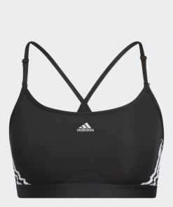 حمالة الصدر ايروريكت بـ 3 خطوط من اديداس للنساء لون أسود adidas AEROREACT TRAINING LIGHT-SUPPORT 3-STRIPES