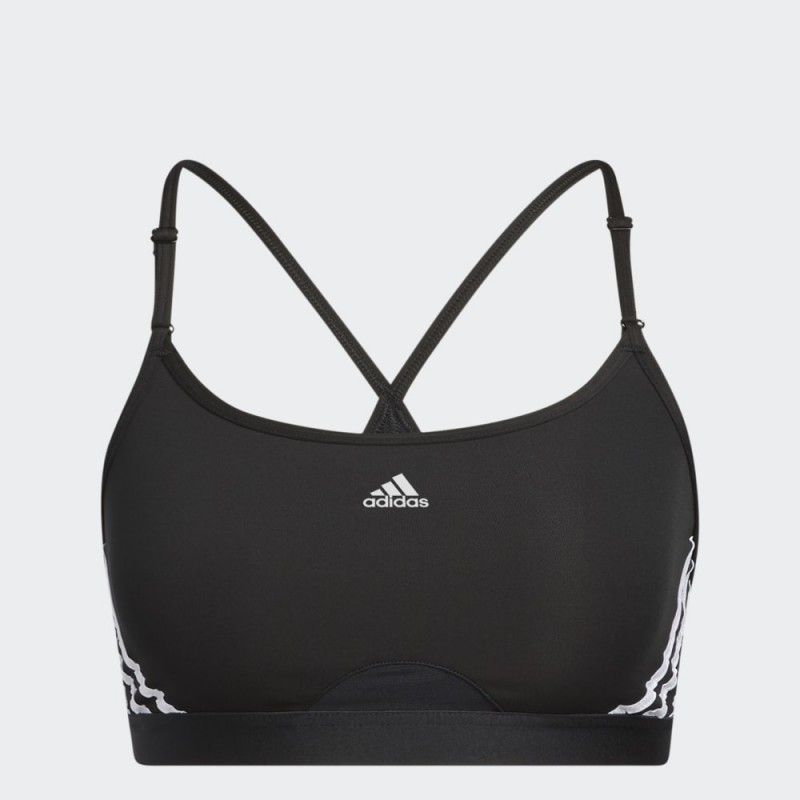 حمالة الصدر ايروريكت بـ 3 خطوط من اديداس للنساء لون أسود adidas AEROREACT TRAINING LIGHT-SUPPORT 3-STRIPES