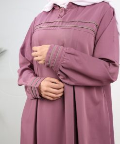عباية بأكمام طويلة للنساء لون نهدي