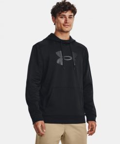 Under Armour Men's Armour Fleece® Big Logo Hoodie هودي اندر ارمور فليس بيج لوجو للرجال لون أسود
