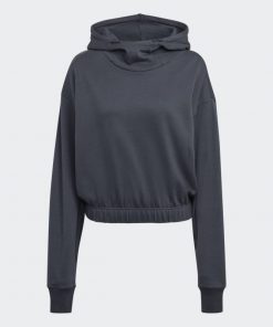 adidas Womens' Studio Lounge Cropped Hoodie - Grey- هودي اديداس استديو يونج كروبيد للنساء لون رمادي