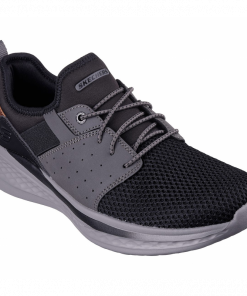 Skechers Men's Relaxed Fit: Slade - Raymar Shoes - حذاء سكيتشرز ريلاكس فيت: سلاد رايمار للرجال لون أسود ونعل رمادي