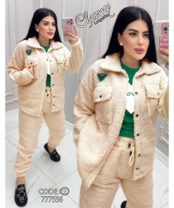 طقم ستاتي فرو ثقيل 3 قطع من شارمي One Size