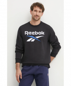Reebok Mens' Identity Big Logo Fleece Sweatshirt-Black
