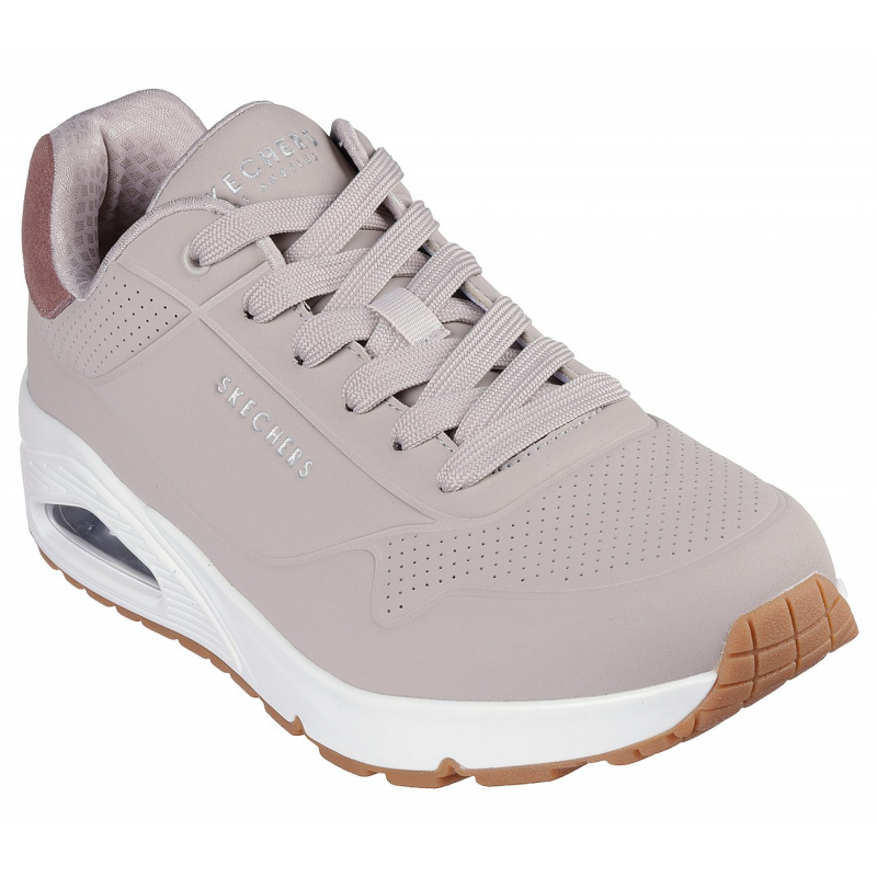 Skechers Men's Uno - Suited On Air Shoes - حذاء سكيتشرز أونو- سوتيود أون اير للرجال لون بيج ونعل أبيض