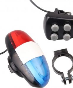 جرس  للدراجة بـ 6 إضاءات LED و 4 نغمات إلكترونية ومكبر صوت خلفي - يعمل بالبطارية- مناسب للدراجات ذات أنبوب بقطر أقل من 24 ملم