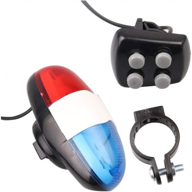 جرس للدراجة بـ 6 إضاءات LED و 4 نغمات إلكترونية ومكبر صوت خلفي - يعمل بالبطارية- مناسب للدراجات ذات أنبوب بقطر أقل من 24 ملم