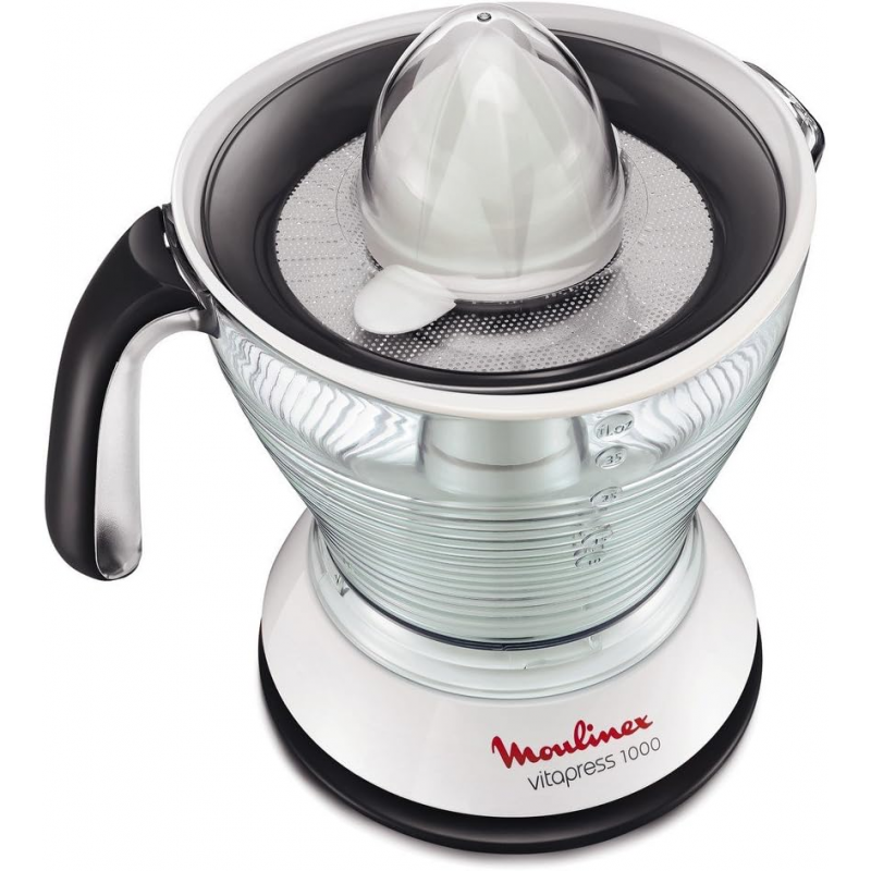Moulinex Vita Press Juicer With Hand, 1 Liter, 25 Watt-عصارة كهربائية من مولينكس 25 واط لون ابيض ورمادي