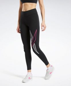 Reebok Cl D Big Vector Legging- بنطون ضيق رياضي من ريبوك للنساء لون أسود