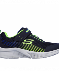 Skechers Kid's Microspec - Navy Lime Shoes - حذاء سكيتشرز ميكرو سبيس للأطفال لون كحلي ورمادي