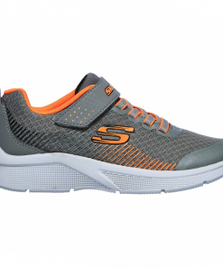 Skechers Kid's Microspec Shoes - حذاء سكيتشرز ميكرو سبيس للأطفال لون رمادي وبرتقالي