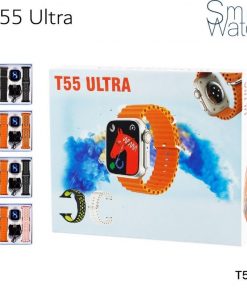 ساعة T55 ULTRA الذكية بشاشة لمس كاملة، وحجم شاشة 1.96 انش، مع إصدار بلوتوث 4.0، تعمل بنظامي اندرويد و iOS