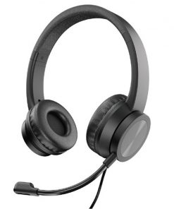 سماعات رأس ستيريو تايب سي مع وصلة يو بي سي مع وصلة اوكس وميكروفون لون أسود-Stereo 3.5mm Type C Headset Noise Cancelling Mic-Call, Phone, Gaming, Music