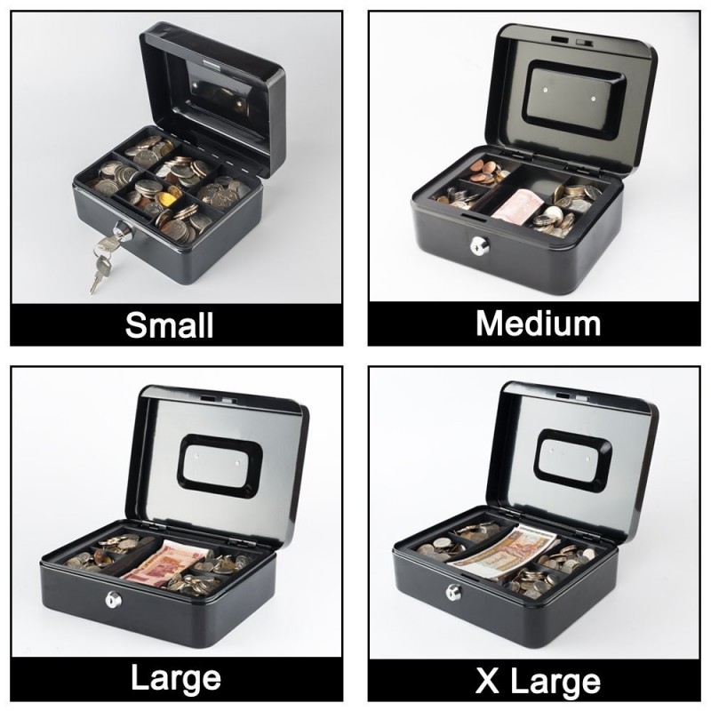 صندوق عملة معدني مع مفتاح حجم XLarge قياس ( 23*30*8.5 سم )