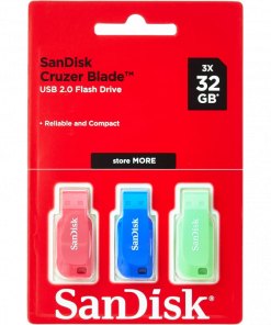 طقم فلاشات 3 قطع من سان ديسك SanDisk بثلاث ألوان سعة 32 جيجا
