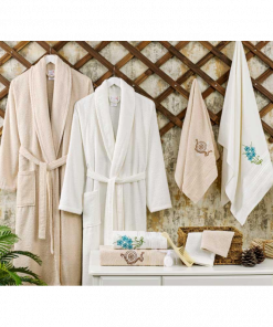 طقم روب حمام قطن 100% 10 قطع VALOR ECO CREAM & BEIGE