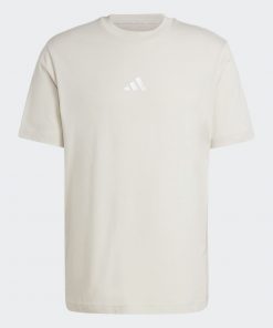 adidas Men's Essentials Small Logo Single Jersey T-Shirt- Beige
