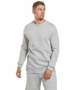 Reebok Men Identity Vector Fleece Crew Sweatshirt- تيشيرت ريبوك بأكمام طويلة لون سكني للرجال