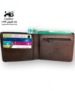محفظة شبابيه جلد طبيعي لون بني