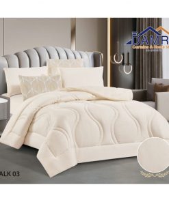 طقم لحاف صيفي (6 قطع) حجم مزوج من ضمرة MALK 03 لون أوف وايت