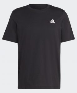 adidas ESSENTIALS SINGLE JERSEY EMBROIDERED SMALL LOGO TEE تيشيرت للشباب لون اسود