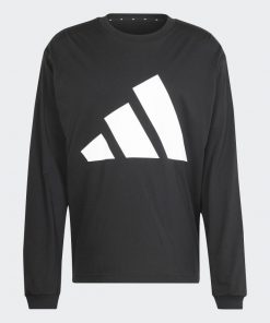 Adidas Mens' Essentials Big Logo Single Jersey Long Sleeve Tee- Black