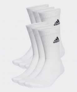 adidas Unisex' Cushioned Sportswear Crew (6 Pairs) Socks - جوارب اديداس كوشيند كرو (6 أزواج) للجنسين لون أبيض