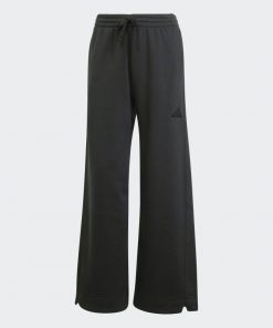 adidas Womens' ALL SZN Fleece Loose Wide-Leg Pants - Black